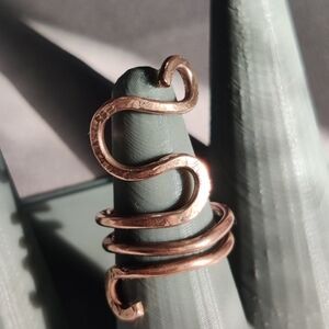Hammered Copper Swirl Snake Ring Handmade In USA